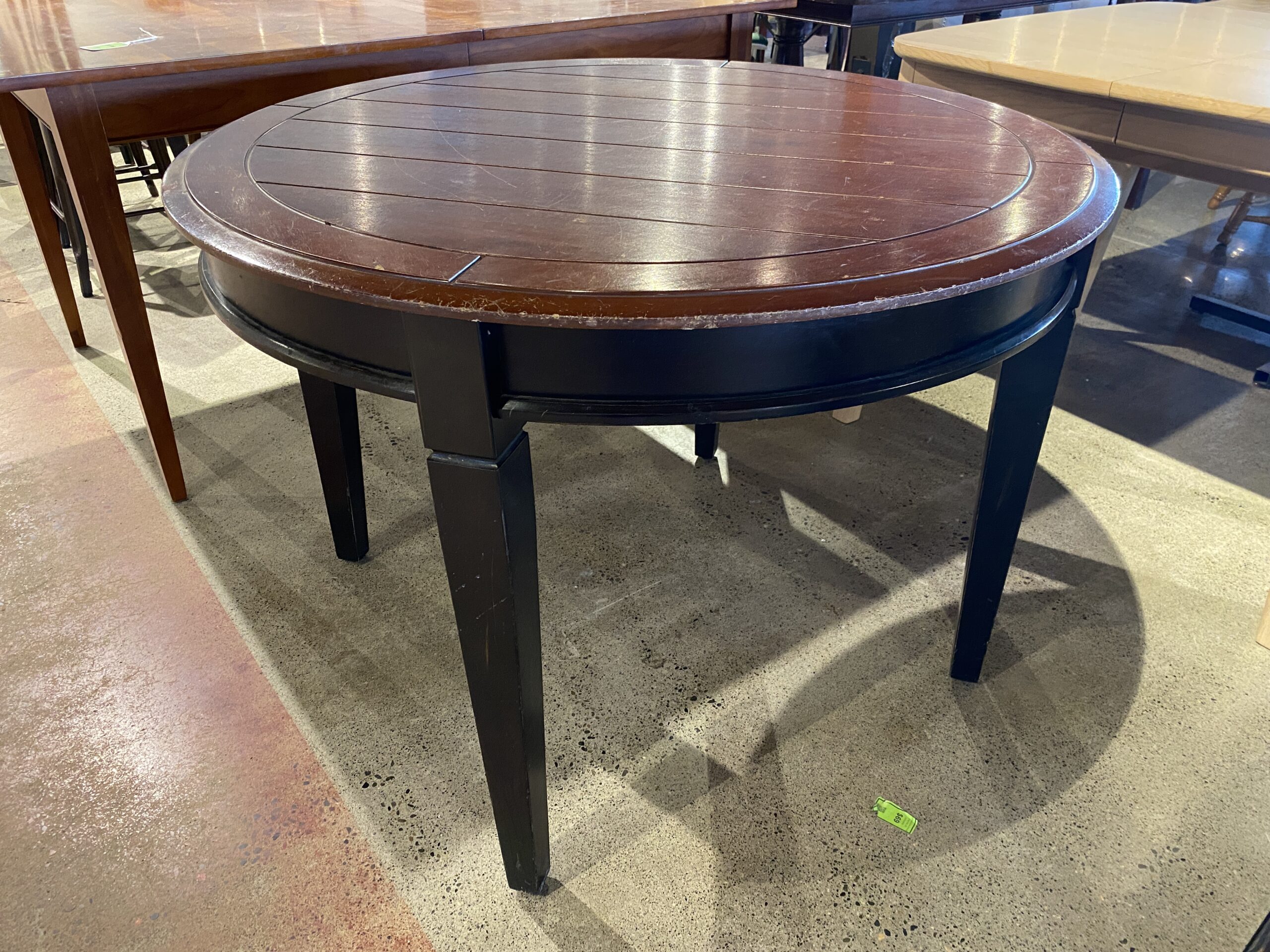 Round 2-Tone Black Leg Dining Table