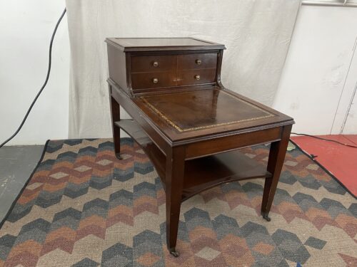 Antique Pedestal Desk w/ Gold Inlay