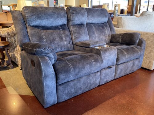 Cloud Grey 2-Seater Sofa w/ Center Console & Storage