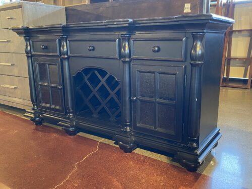 Midnight Black Crenellation Wine Storage Buffet