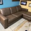ITALSOFA Brown Leather Sofa w/ Chaise Lounge