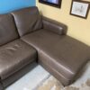 ITALSOFA Brown Leather Sofa w/ Chaise Lounge