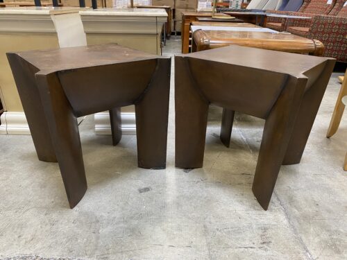 Rustic Solid Metal Geometric Side Table (Set of 2)