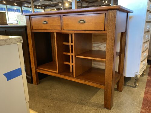 Open Warm Tone 2-Drawer Wine Storage Table
