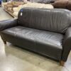 Black Leather Loveseat with Wooden Legs
