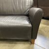 Black Leather Loveseat with Wooden Legs