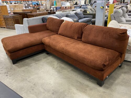 Burnt Orange Chenille L-Shaped Sectional