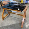 Cherry Stained Bentwood Desk with Glass Top