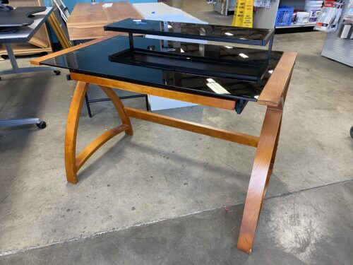 Cherry Stained Bentwood Desk with Glass Top