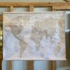 Sepia Toned World Map Tapestry