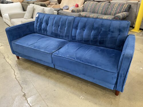 DOREL  Cobalt Velvet Vertical Tufte Convertible Sofa