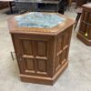 Wooden Hexagon Side Table with Green Stone Top