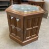 Wooden Hexagon Side Table with Green Stone Top