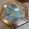 Wooden Hexagon Side Table with Green Stone Top