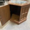 Wooden Hexagon Side Table with Green Stone Top
