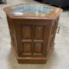 Wooden Hexagon Side Table with Green Stone Top