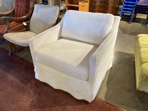 Off White Upholstered Swivel Chair