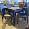42 Inch Square Dining Table with 4 Grey Upholstered Chairs