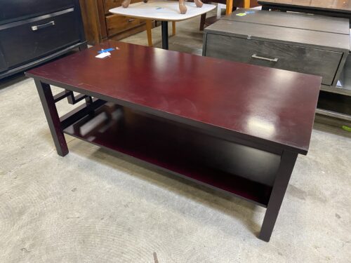 Black Cherry Finished Coffee Table with Geometric Blocking