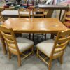 Natural Pine Wood Dining Set with 6 Chairs and Leaf Extension