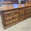 Carved Wood Dresser with 9 Drawers
