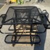 Square Steel Commercial Metal Outdoor Picnic Table with Umbrella Hole - Black