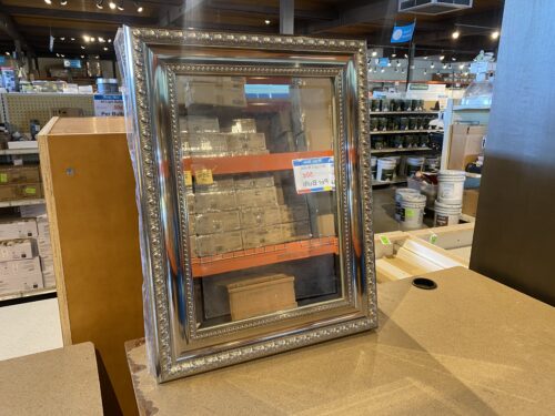 Medicine Cabinet with Silver Ornate Frame