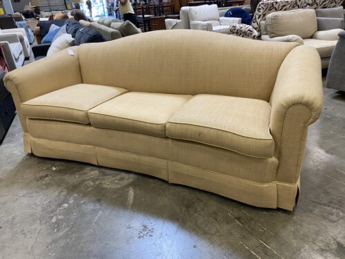 Curved Back Skirted Yellow Sofa