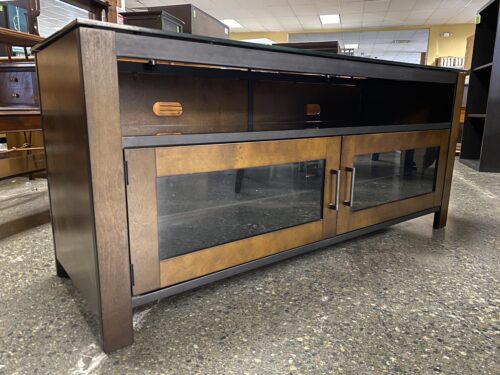 Dark Wood & Glass Console Table