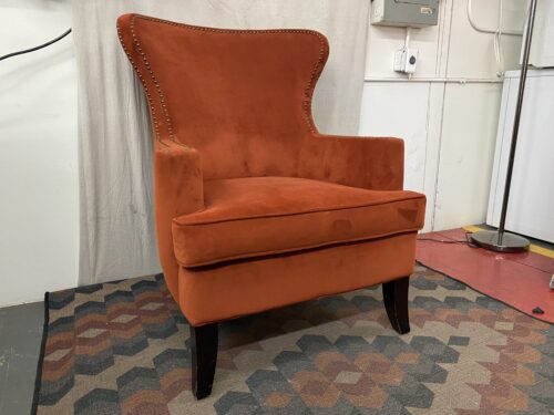 Terracotta Orange Accent Chair w/ Nailhead Trim
