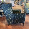 Black and Green Polka-Dot Pattern Upholstered Wingback Armchair
