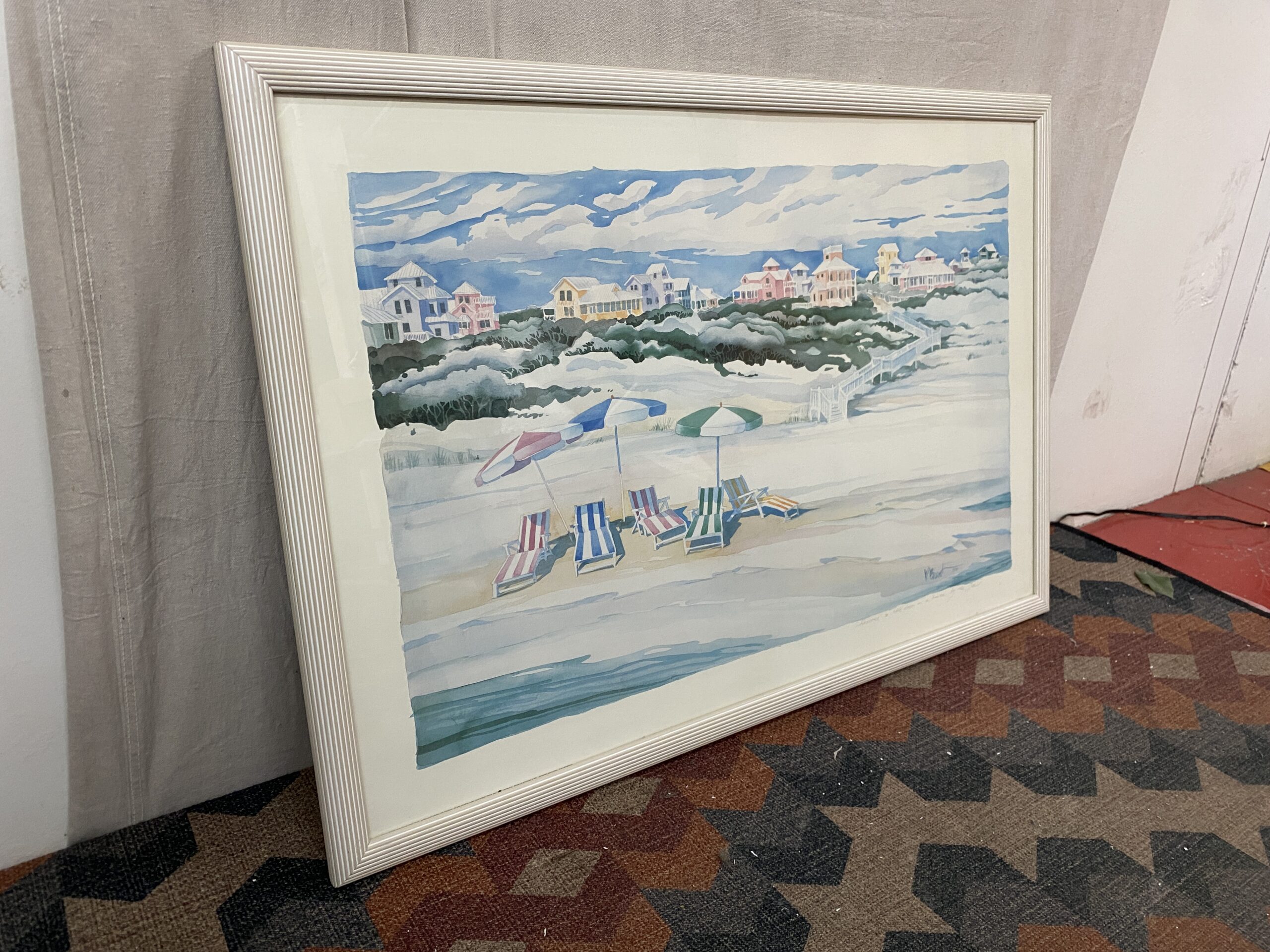 “Heaven’s a Little Closer in a House by the Sea” Vintage Watercolor Signed Print by Paul Brent