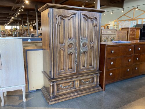 Rustic Castle Keep Armoire w/ Lower Drawer