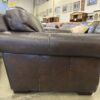 Dark Brown Rolled Arm Loveseat w/ Nailhead Trim