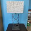Aged Silver Rectangular Metal Table Lamp