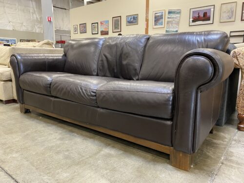 DIVANI Made in Italy Dark 3-Seat Leather Sofa