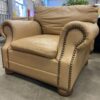 CRAFTWORK Classic Tan Leather Armchair w/ Nailhead Trim
