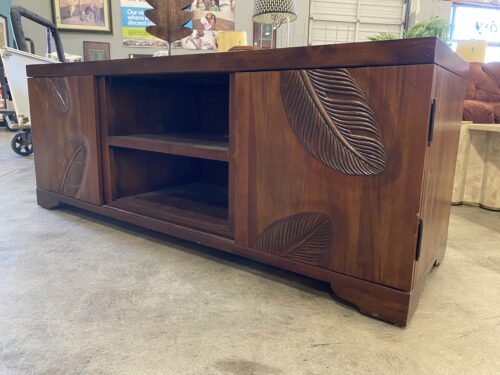 Carved Leaf Wooden Console Table
