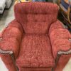 Art Deco Burgundy Accent Chair w/ Wood Frame