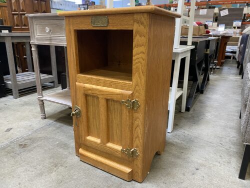 WHITE CLAD Vintage Solid Oak Ice Box End Table
