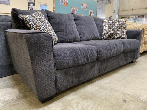 ASHLEY Dark Grey 3-Seat Sofa w/ Decorative Pillows