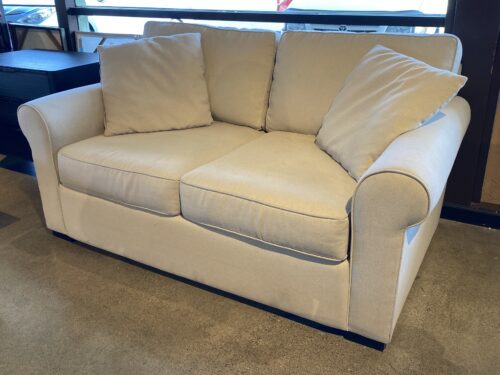 Off-White Loveseat w/ Throw Pillows