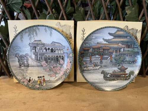 "Views of the Summer Palace in China" Chinese Ceramic Plate Set (Set of 2)
