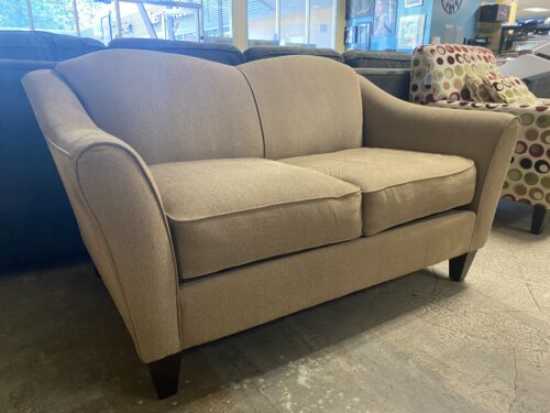 LA-Z-BOY Tan Camelback Loveseat