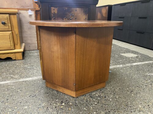 Dark Wood Coffee Table with Octagon Base w/ Storage