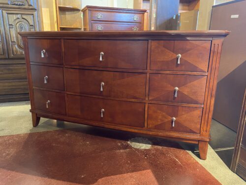 Large Bow Front Nine Drawer Longboy Dresser