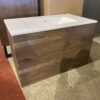 NEW! EVIVA Rosewood Single Sink Floating Bathroom Vanity with White Porcelain Top