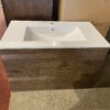 NEW! EVIVA Rosewood Single Sink Floating Bathroom Vanity with White Porcelain Top