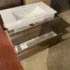 NEW! EVIVA Rosewood Single Sink Floating Bathroom Vanity with White Porcelain Top