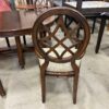 Unique Wood Circular Dining Table with 4 Lattice Style Chairs